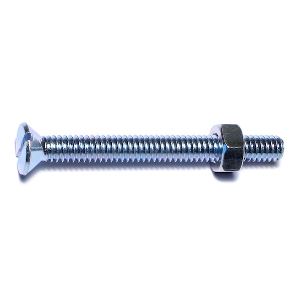 Midwest Fastener 1/4"-20 x 2-1/2 in Slotted Flat Machine Screw, Zinc Plated Steel, 16 PK 60727 - main